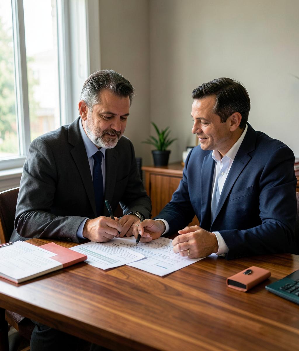 Accountants reviewing financial statements together